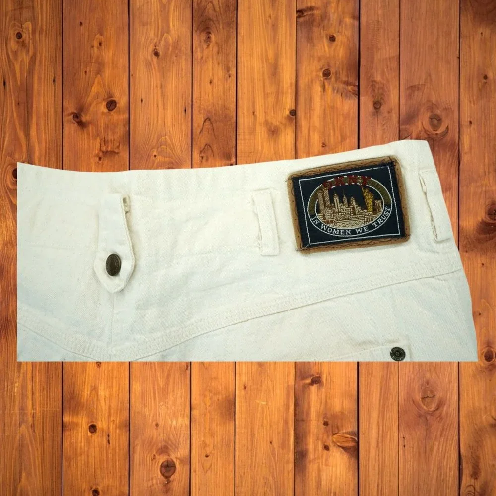 DKNY Vintage Y2K Denim Cargo Pants Women's High Rise Capris Size 12 100% Cotton‎